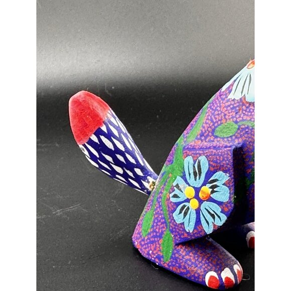 Oaxacan Alebrije Wood Carvings Mexican Folk Art Bunny Rabbit Purple Sculpture - Picture 11 of 16